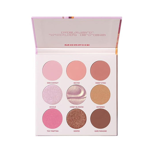 Morphe Forbidden Honey Artistry Palette - Foil-Effect Eyeshadow Palette with Matte, Shimmer & Foil Finishes - Pink & Brown Eyeshadow with Luminous Payoff (0.35 oz)-Velvo Beauty