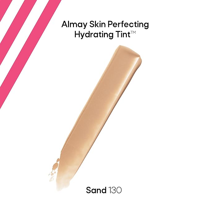 Almay Hydrating Liquid Foundation Tint, Lightweight with Light Coverage, Naturally Dewy Finish, Hypoallergenic, Dermatologist TestedFragrance Free, 130 Sand, 0.94 fl oz.-Velvo Beauty