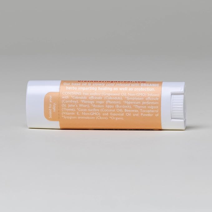 Natural Clove Lip Balm, Herbal Infused Plant Based Lip Balm With Clove Essential Oil, Calendula & More Organic Herbs, 2 pack, Ora's Amazing Herbal-Velvo Beauty