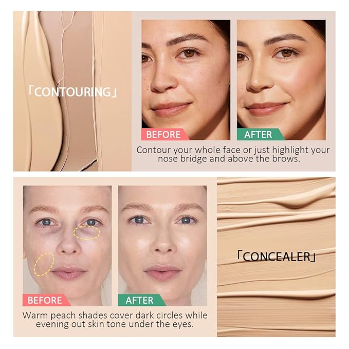 Pro 6 Color Correcting Concealer Palette Light Medium Cream Contouring Makeup for Corrects Dark Circles Red Marks Scars.Beige Creamy Concealer for Mature Skin.Longwear&Waterproof (Netural)-Velvo Beauty