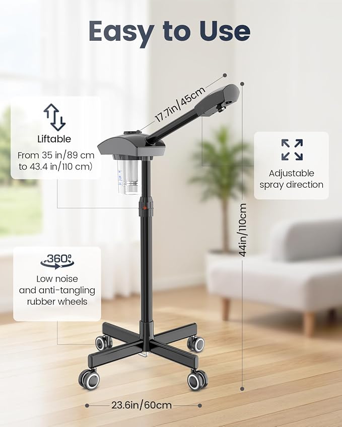 Kingsteam Professional Ozone Nano-Ionic Facial Steamer | Deep Cleansing Hydrating | Salon Home Spa Face Steamer | Pore Cleanser | 60-Min Timer | 360° Swivel | Esthetician Favorite Tool, Black-Velvo Beauty