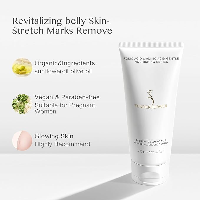 Body Lotion with Folic Acid,Stretch marks cream,Hyaluronic acid body lotion,Shea butter,Skin Firms, Smooth, unscented cream,sensitive skin, Moisturizing Dry Skin (6.7oz)-Velvo Beauty