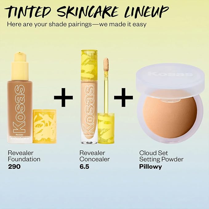 Kosas Revealer Skin-Improving Foundation with SPF 25 Protection - Hydrate, Brighten, Soothe, Plump, Protect Skin - Smoothing Texture, Natural Finish and Clean Formula - Medium Deep Neutral Olive 290-Velvo Beauty