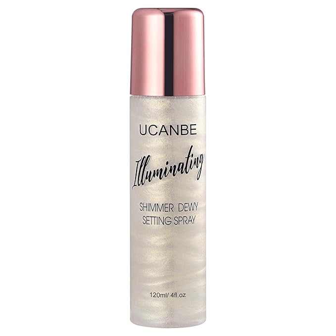 UCANBE Shimmer Dewy Setting Spray – Glowing + Makeup Setting Spray 2 in 1 Lightweight Formula for a Radiant Glow,Long-Lasting Face Mist for Face Body, 4 Fl Oz #Platinum-Velvo Beauty