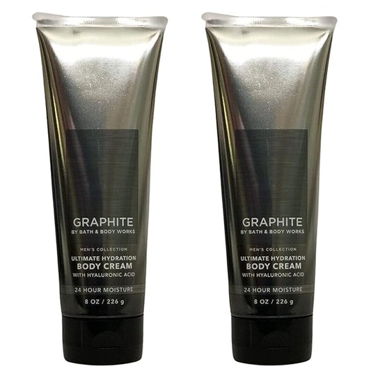 Bath and Body Works Men's Collection Ultimate Hydration Ultra Shea Body Cream 8 Oz 2 Pack (Graphite)-Velvo Beauty