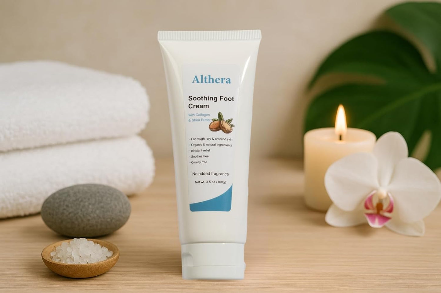 soothing Foot Cream with Collagen, Lactic Acid, Urea & Shea Butter – 3.5oz Intensive Repair for Dry Cracked Heels, Includes Moisturizing Sock for Overnight Hydration (full sock)-Velvo Beauty