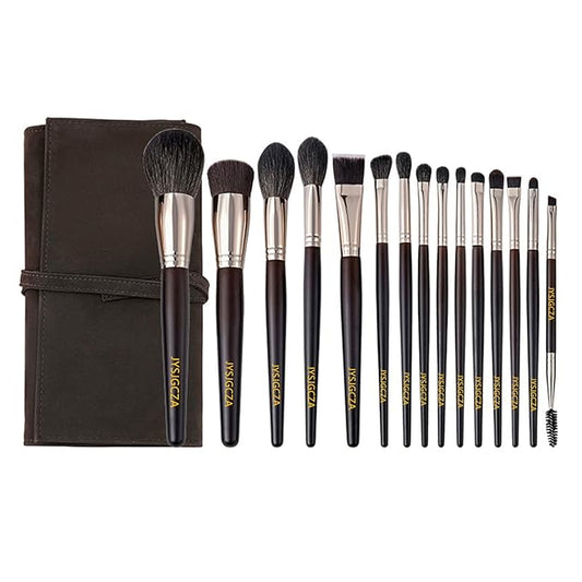 Professional makeup brush set with makeup bag. Includes Brushes for Contouring, Highlighting, Eyeshadow, Foundation & More. 15 Pcs Wool makeup brush-Velvo Beauty