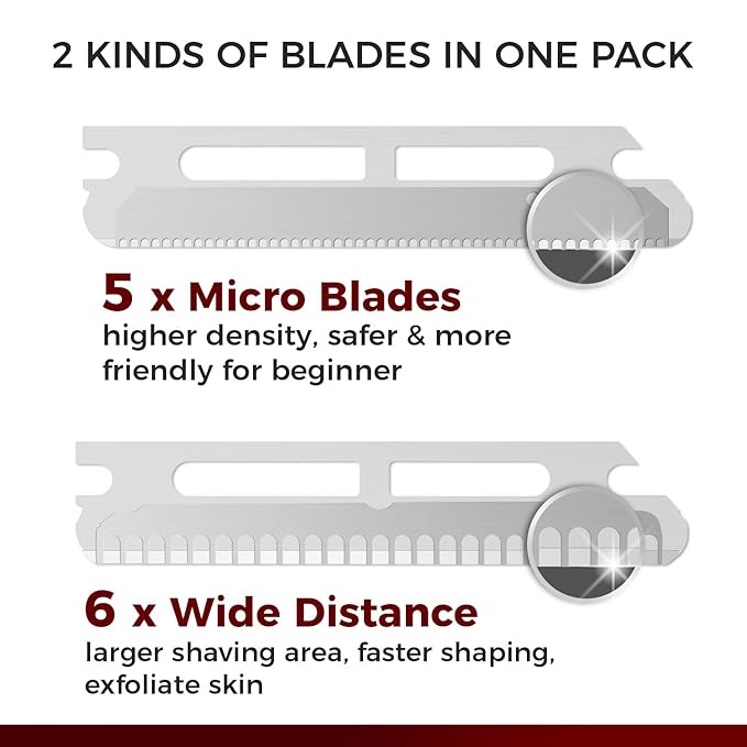 ZOMCHI Eyebrow Razor and Face Razor for Women and Men, Reusable Metal Handle with 11 Refill Blades, Dermaplane Razor with Protective Silicone Cap, Eyebrow Hair Trimmer - Polished Silver-Velvo Beauty