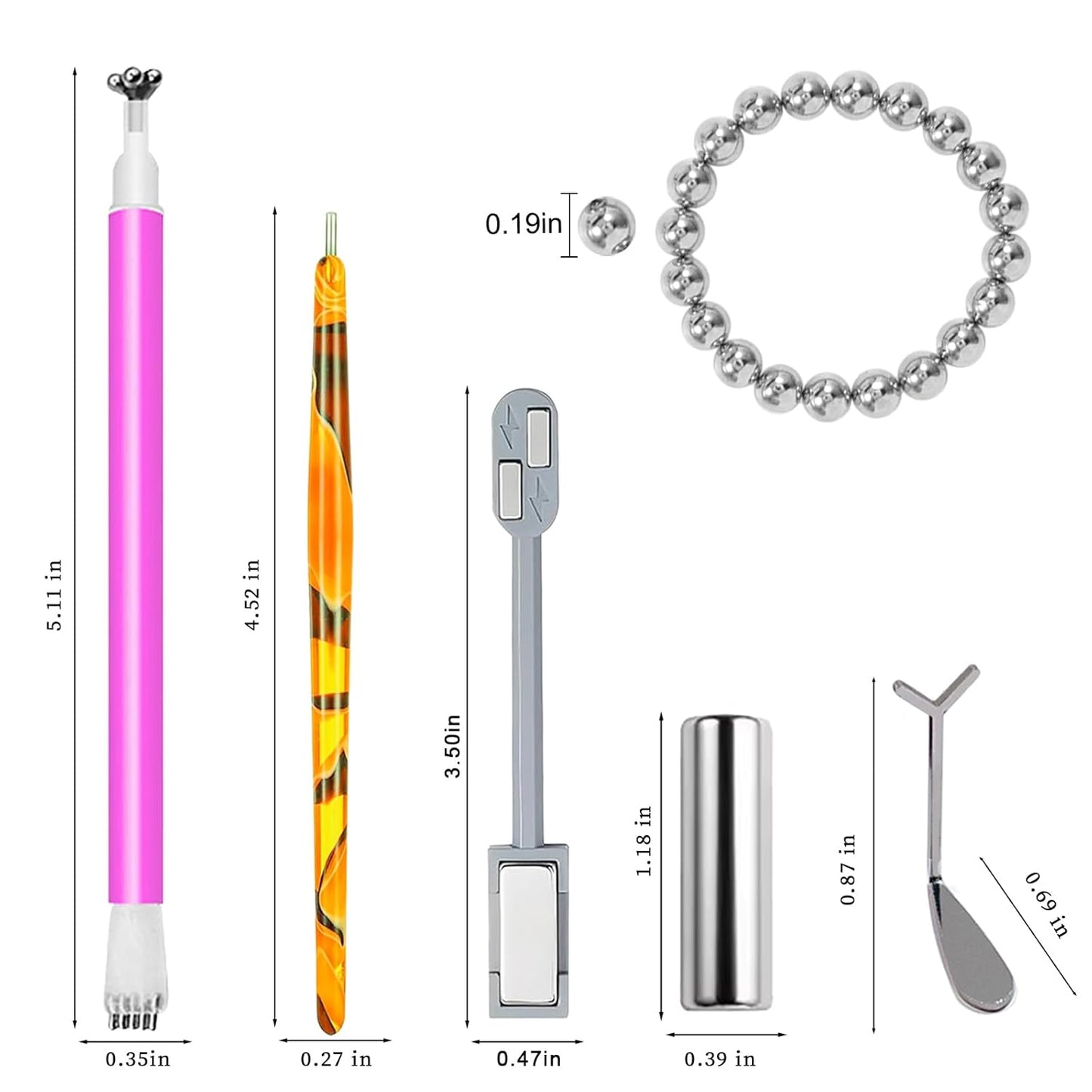 24 Pcs Cat Eye Magnet for Nails + 3 Y-Shaped Metal Brackets for Heart Cat Eye Effect Cylindrical Nail Magnet Magnetic Beads Magnet Double Ended Flower Magnet Stick for Cat Eye Nail Polish-Velvo Beauty