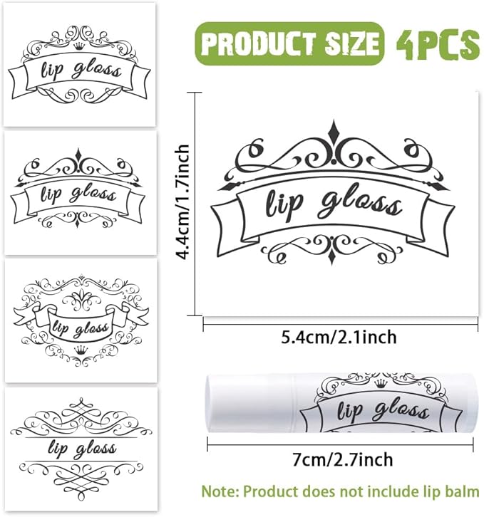 OLYCRAFT 100Pcs Self-Adhesive Lip Balm Tag Stickers 1.7x2.1 inch Vintage Damask Border Waterproof Adhesive Label with Word Lipstick Tag Sticker for Lip Balm Container Tubes Lipstick Wrapping Decor-Velvo Beauty