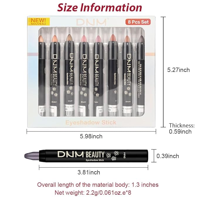 Kaely 8Pcs Cream Eye Shadow Sticks Set, Matte Shimmer Eyeliner Pencil Eyeshadow Palette Makeup, Eye Highlighter Brightener Stick for Older Women Waterproof Pigmented, sombras para ojos 06-Velvo Beauty