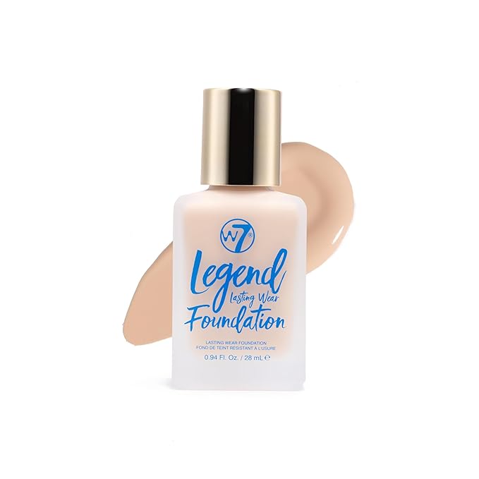 W7 Legend Foundation - Creamy Liquid Foundation for Poreless, Semi-Matte Medium Coverage - 28ml (Buff)-Velvo Beauty