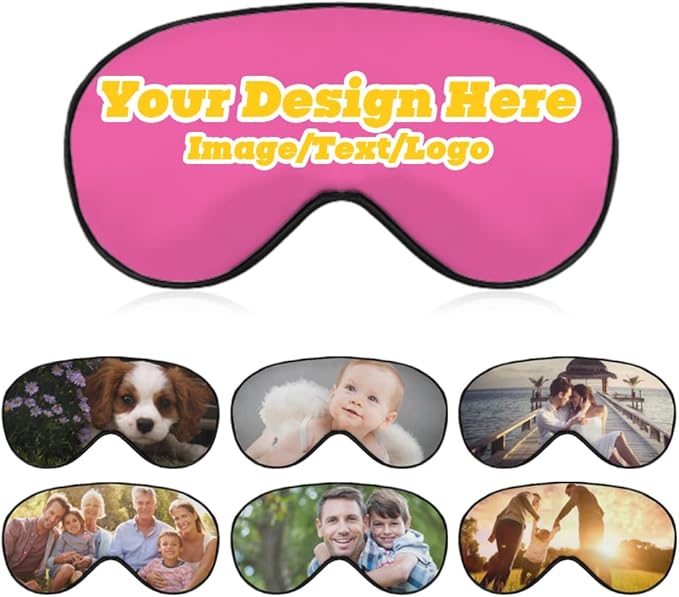 Customize Eye Mask Personalized Sleep Mask Upload Your Image Text Logo Custom Eye Cover with Adjustable Strap for Men Women Friends Brothers and Sisters, HotPink, 8.1"x4.1"-Velvo Beauty