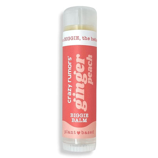 Crazy Rumors Biggie Ginger Peach Flavored All Natural, Plant Based Lip Balm to Moisturize and Nourish your Lips - Ginger Peach tube 0.6 oz (4x Larger than standard 0.15 oz lip balm)-Velvo Beauty