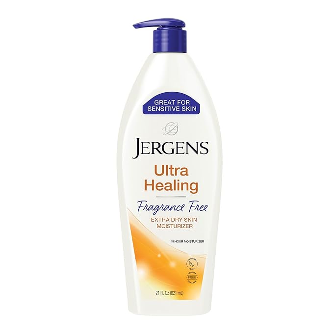 Jergens Ultra Healing Dry Skin Lotion, Hand and Body Moisturizer for Quick Absorption into Extra Dry Skin with Hydralucence Blend, Vitamins C, E and B5, White, 21 oz-Velvo Beauty