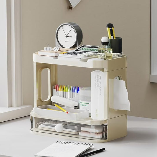 3-Tier Desk Organizers & Dispensers，Mail Holder for Office Desk Organization，Kitchen Spice Rack or Bathroom Countertop Organizer, Gift for Teachers, Classmates, and Friends (Beige)-Velvo Beauty