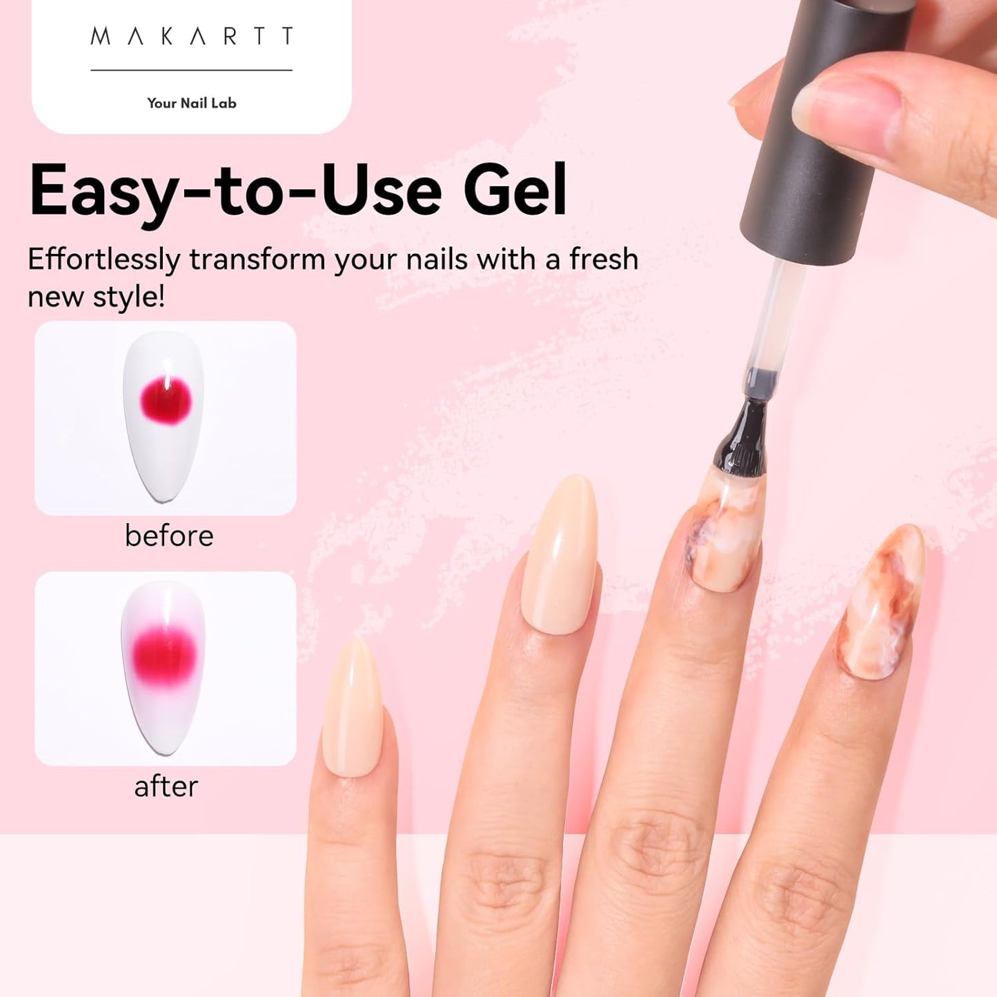 Makartt Blooming Gel-Clear 2 Pcs Marble Gels Nail Polish Blossom Gels for Spreading Effect,Gel Paint Nail Art Supplies for Watercolor Design,Floral Print, Nail Art Design DIY Manicure for Women-Velvo Beauty