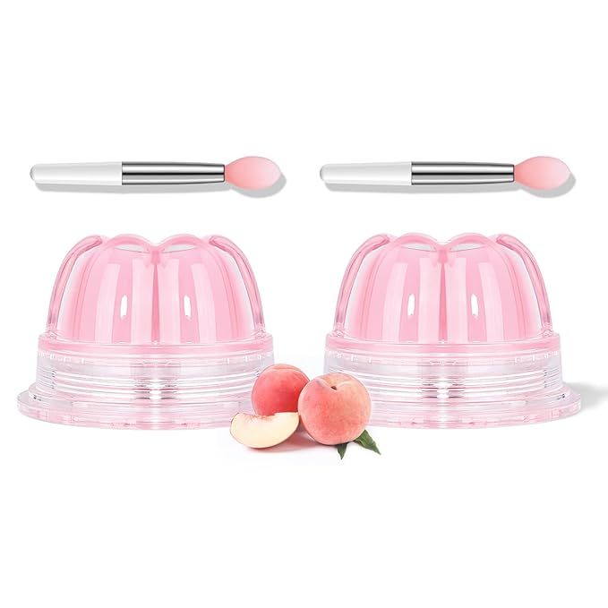 2Pc Jelly Lip Mask Overnight,Fruity Peach Lip Sleeping Mask Day Night Repair Kawaii Lip Balm Hydrate Plump Dry Lip Scrubs Exfoliator,Lip Care Lip Moisturizer with Collagen-Peach-Velvo Beauty