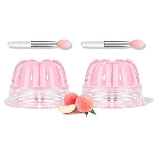 2Pc Jelly Lip Mask Overnight,Fruity Peach Lip Sleeping Mask Day Night Repair Kawaii Lip Balm Hydrate Plump Dry Lip Scrubs Exfoliator,Lip Care Lip Moisturizer with Collagen-Peach-Velvo Beauty