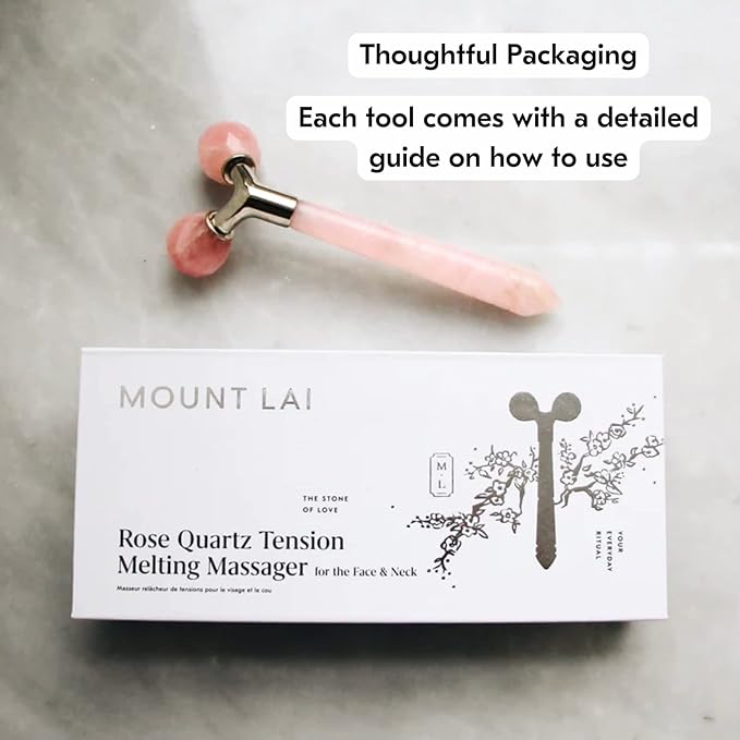 Mount Lai Rose Quartz Tension Melting Facial Massager for Face & Neck – Face Roller to Relieve Tension, Soothe Stress, Improve Circulation & Enhance Skin Radiance-Velvo Beauty