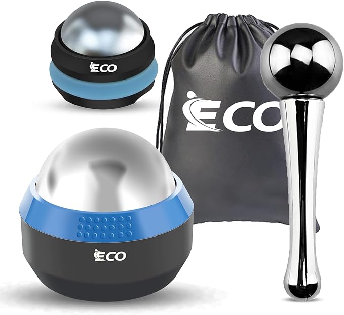 iECO Cryosphere Cold Massage Roller Ball – Ice Cold and Hot for Deep Tissue and Sore Muscle Relief of Stiffness and Stress, Body, Neck, Back, Foot, Plantar Fasciitis, Gifts for Him-Velvo Beauty