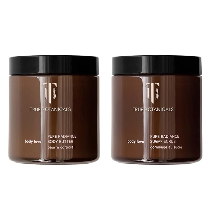 True Botanicals - Body Love Pure Radiance Duo | Non-Toxic, Cruelty-Free | Sugar Scrub & Body Butter, Exfoliate + Moisturize for Dewy Glow | MADE Safe-Velvo Beauty