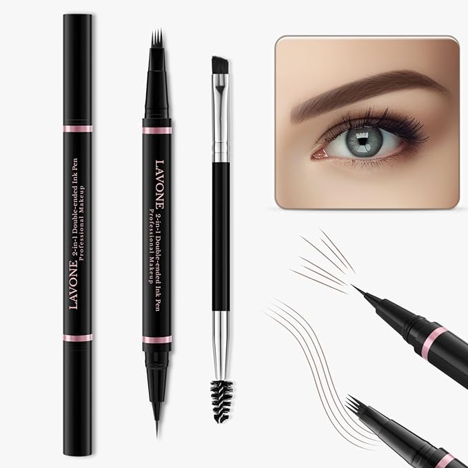 Eyebrow Pencil Makeup Kit, with Waterproof 2-IN-1 Microblading Eyebrow Pen, Eyebrow Pomade, Eyeliner and Dual-ended Eyebrow Brush, Brow Pencil Kit for Natural Eyebrows - Ash Blonde-Velvo Beauty