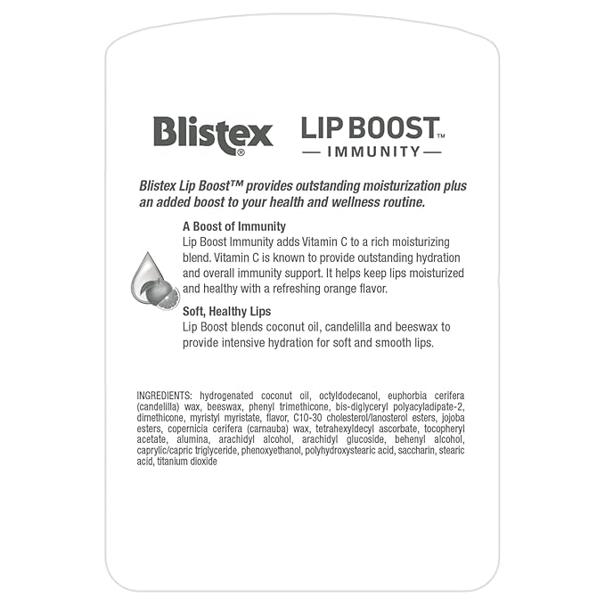 Blistex Lip Boost Immunity, Lip Balm, Intensive Hydration, Vitamin C, Coconut Oil & Beeswax, Moisturizer (Pack of 2)-Velvo Beauty