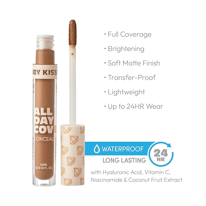 Ruby Kisses All Day Concealer Lightweight Full Coverage Multi-Use Concealer 0.13 Fl Oz (Toffee)-Velvo Beauty