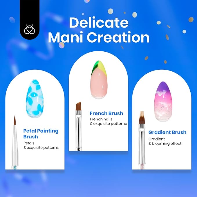 Beetles Nail Art Brushes, 8pcs Double-headed Nail Art Tool Set, Nail Dotting Tools, Striping Nail Art Brushes for Lines, Nail Drawing Pen with Bow knot Stickers Gift for Women-Velvo Beauty