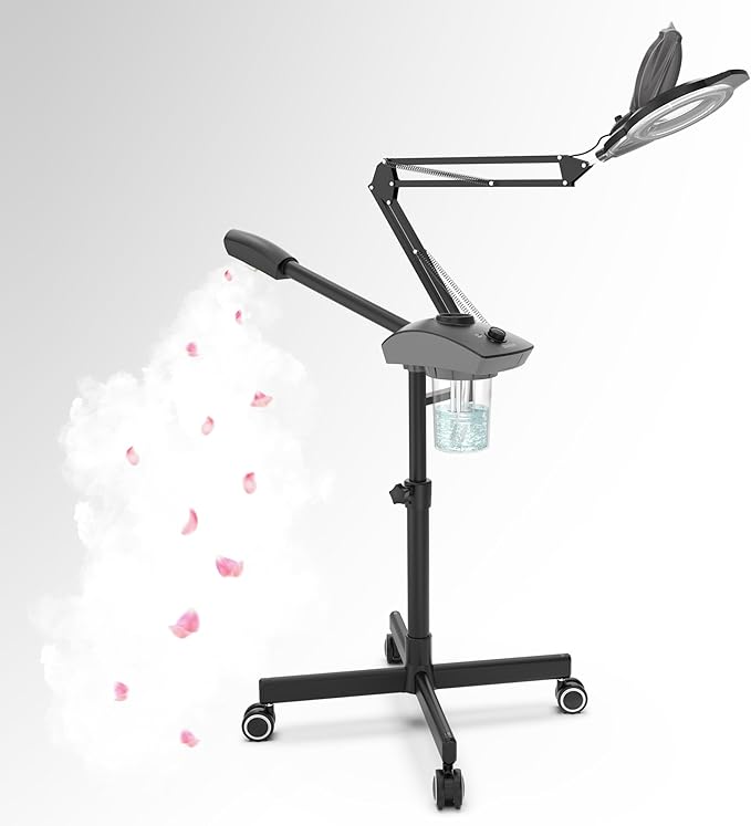 TASALON Professional 2-in-1 Facial Steamer, Ozone Face Steamer with 5X Magnifying Lamp Deep Cleaning Pore,Hot Mist Face Steamer Salon Spa Beauty Skin Care Equipment, Aroma Therapy Nozzle Included-Velvo Beauty