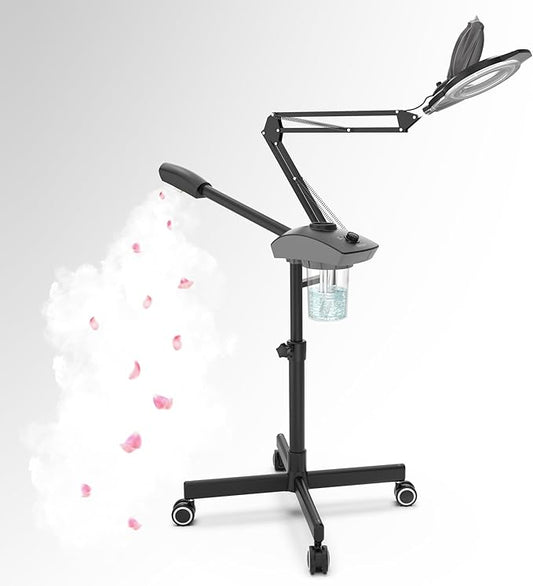 TASALON Professional 2-in-1 Facial Steamer, Ozone Face Steamer with 5X Magnifying Lamp Deep Cleaning Pore,Hot Mist Face Steamer Salon Spa Beauty Skin Care Equipment, Aroma Therapy Nozzle Included-Velvo Beauty