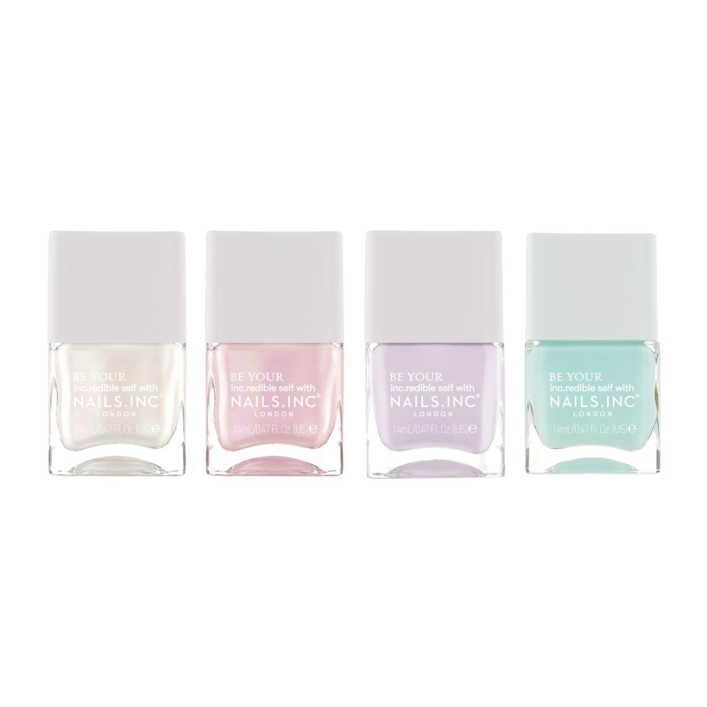 Nails Inc The Glow Story Nail Polish Set, Hyaluronic Acid, Glossy, No Chip, Long Lasting, Quick Dry, Air Dry, Professional Manicures & Pedicures, Fingernails & Toenails, Vegan Nail Polish, 4 Piece Set-Velvo Beauty