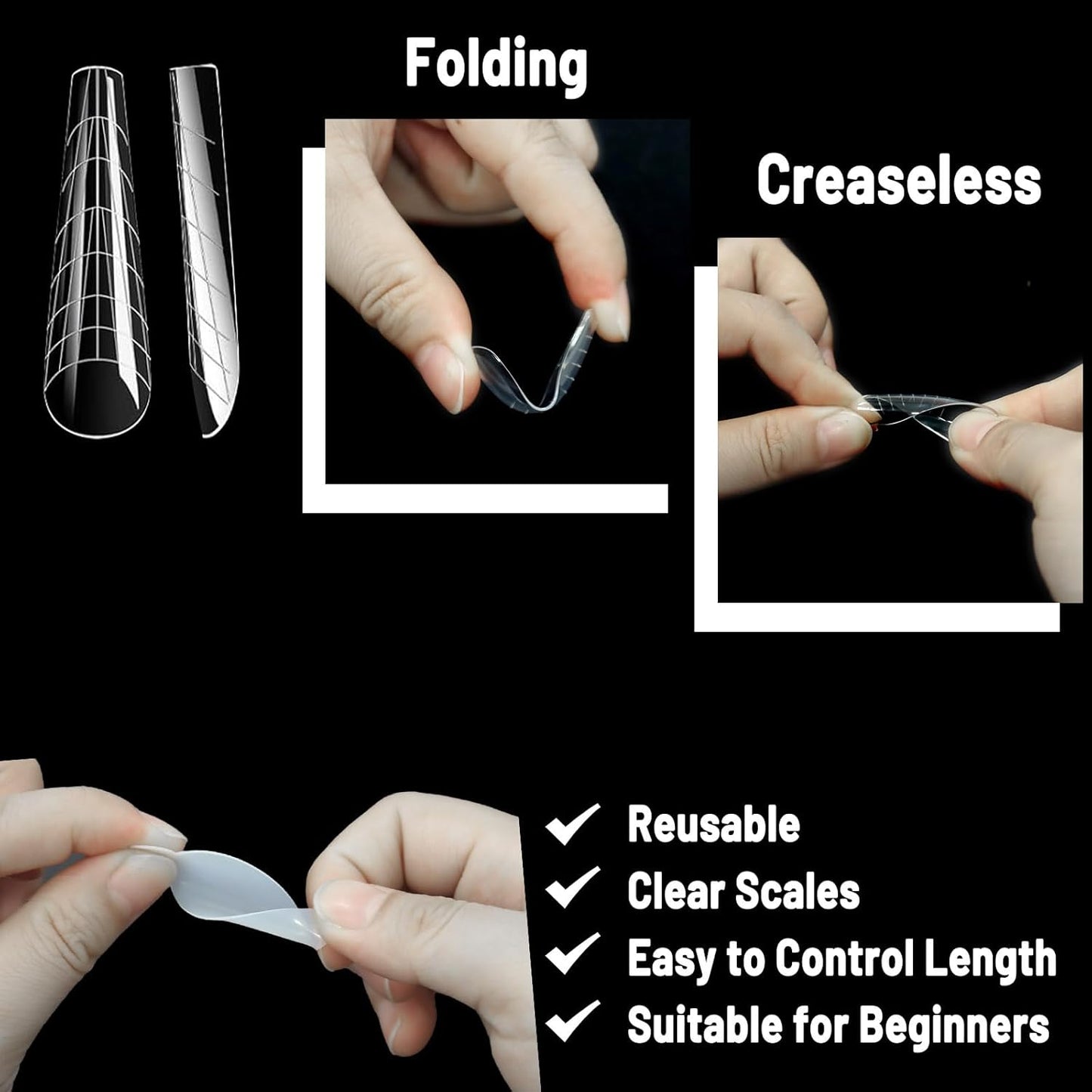 Allstarry 360pcs Nail Dual Forms, Silicone French Nail Forms for Poly Gel Nail Gel Extension Full Cover Acrylic Nail Tips 5 tpye nail form and Silicone Reusable Stickers for Nail Art Design-Velvo Beauty