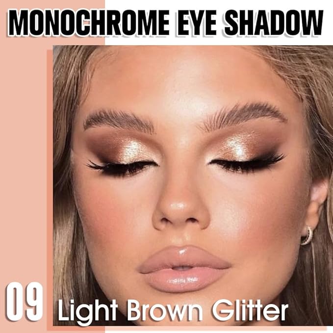 Light Brown Single Glitter Eyeshadow Makeup, Neutral Powde Eye Shadow for Women, Brown Shimmer Singles Eyeshadow Palette Pigmented Waterproof, sombras para ojos,Girls Monochrome Eyeshadows Gift-Velvo Beauty