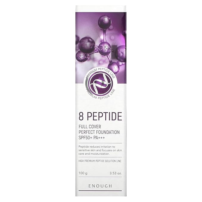 Enough 8 Peptide, Full Cover Perfect Foundation, SPF 50+ PA+++, 23, 3.53 oz (100 g)-Velvo Beauty