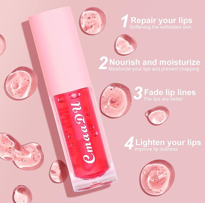 Yasovigi Fruit Lip Oil Plumping Lip Tint Moisturizing Lip Gloss, Transparent Lip Balm Care Stick Nourishing Repairing Non-sticky, Moisture&Lighten Lip Lines-Velvo Beauty