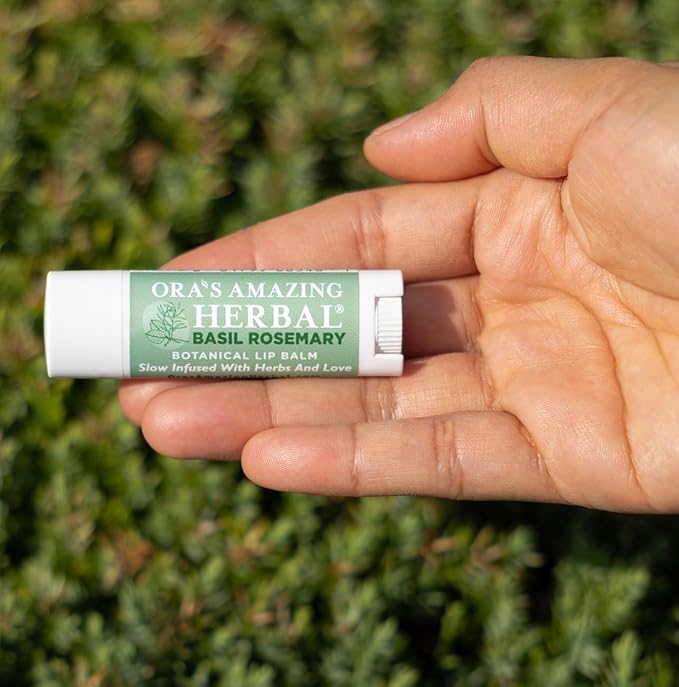 Natural Lip Balm, Perioral Dermatitis Treatment, Calendula Lip Balm, Healing Lip Balm with Immune Supportive Basil & Rosemary Essential Oil, Organic Coconut Oil, 2 Pak, Ora's Amazing Herbal-Velvo Beauty
