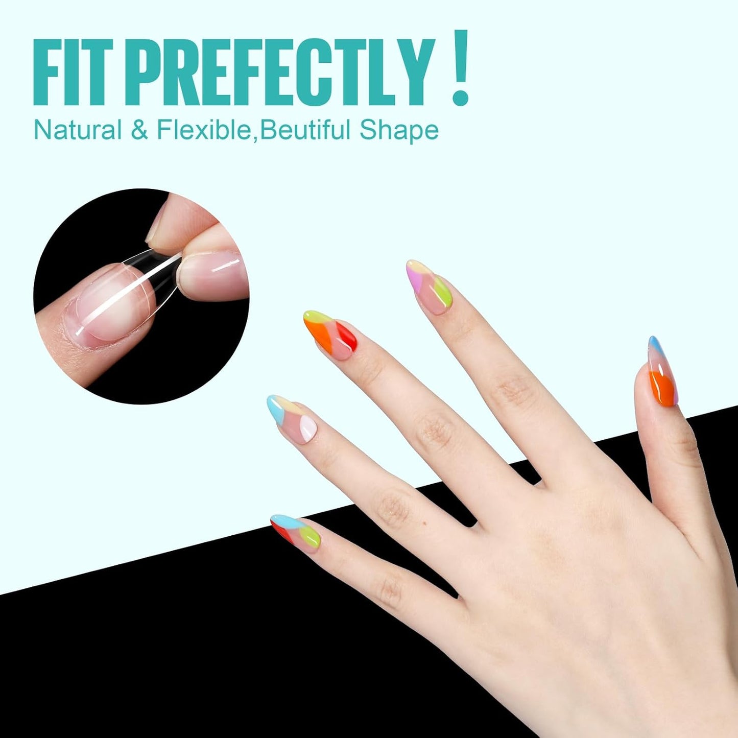 TOMICCA Almond Nail Tips, Medium Almond Acrylic Nail Tips, 216Pcs Full Cover Clear Nails, Nail Extension Tips for Nail salon and DIY at Home-Velvo Beauty