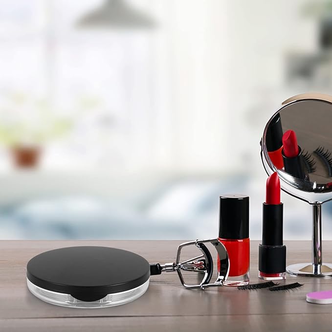 Loose Container 2pcs Loose Containers with Elasticated Net Sifter, Mirror and Puff 5g Loose Compact Case Case for DIY Makeup and Travel ( Black ) Travel Container-Velvo Beauty