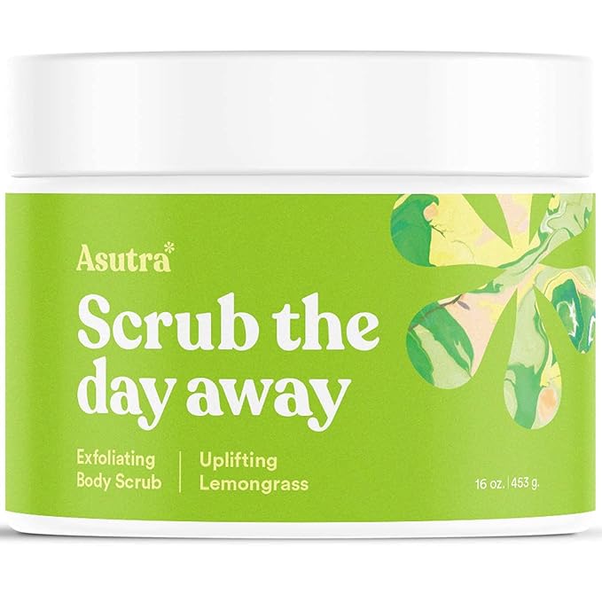 ASUTRA Dead Sea Salt Essential Oil Body Scrub Exfoliator (Uplifting Lemongrass)), 16 oz - Ultra Hydrating, Gentle, & Moisturizing - Coconut, Lemongrass, and Ylang Ylang Oils-Velvo Beauty