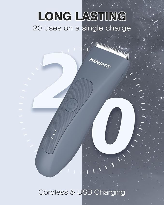 MANSPOT Electric Groin Hair Trimmer Hair Finishing Trimmers, Men's Shaving & Grooming Sets Kit with 4 Guards and Replaceable Ceramic Blade Heads,Waterproof Wet/Dry Trimmer,90 Minutes Shaving Tools-Velvo Beauty