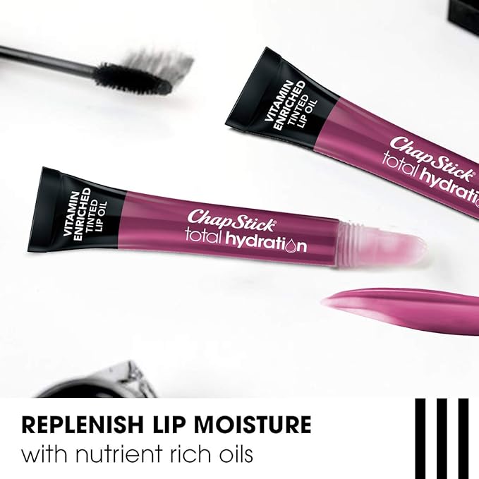 ChapStick Total Hydration Vitamin Enriched Sheer Plum Tinted Lip Oil Tube, Lip Care - 0.24 Oz-Velvo Beauty