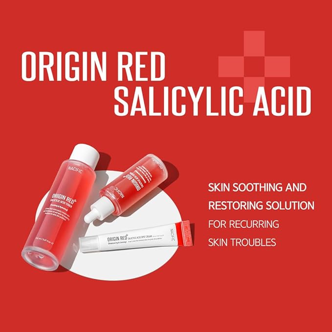 NACIFIC Origin Red Salicylic Acid Triple Set (Toner 150ml Serum 50ml Cream 20ml) Skin Barrier Strengthening, PH 5.5, AHA, BHA, PHA, Soothing-Velvo Beauty