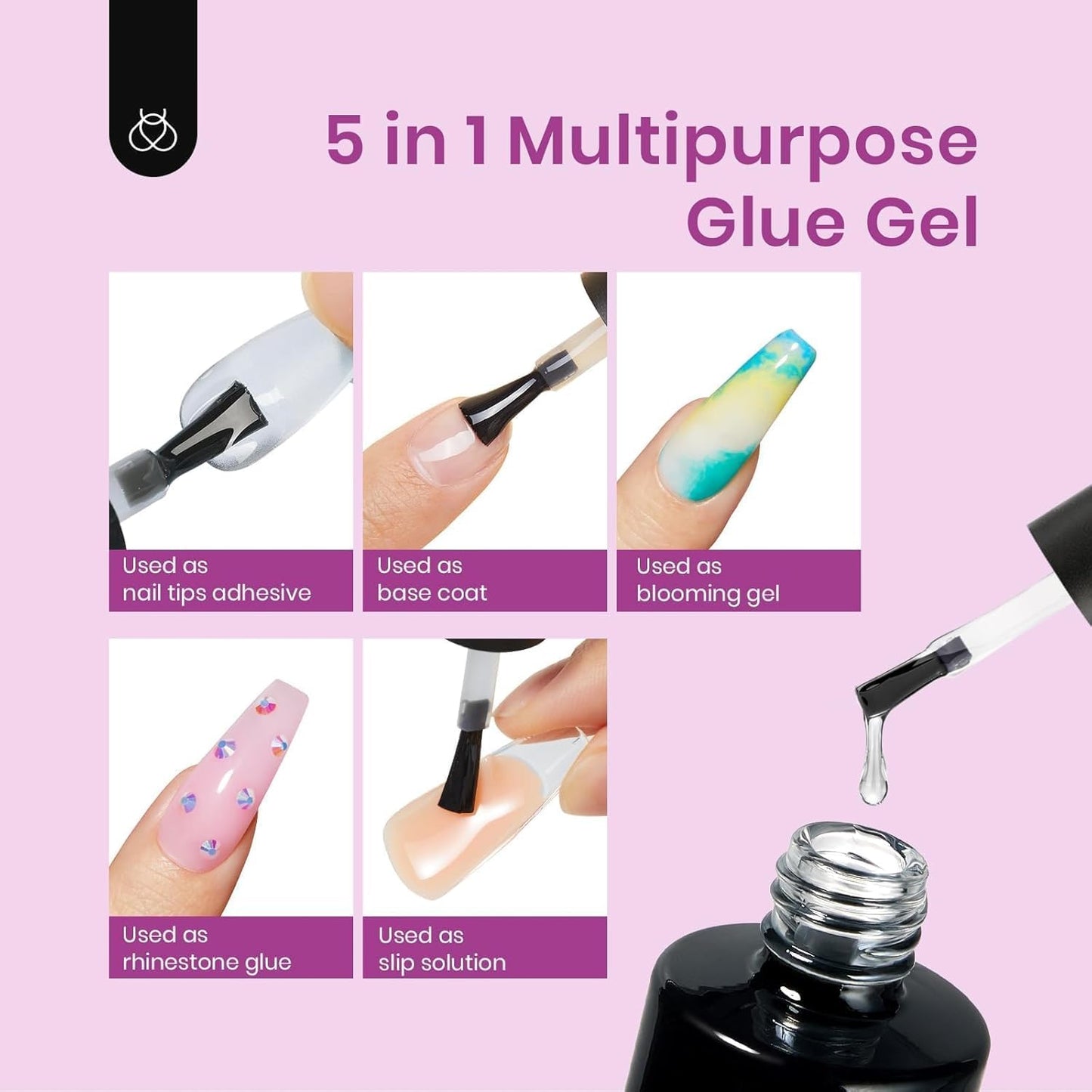 Beetles Nail Tips 240 Pcs Short Oval Nail Kit 5 In 1 Nail Glue Base Gel Uv Led Lamp Press on Nails Easy Nail Extension Set for Women-Velvo Beauty