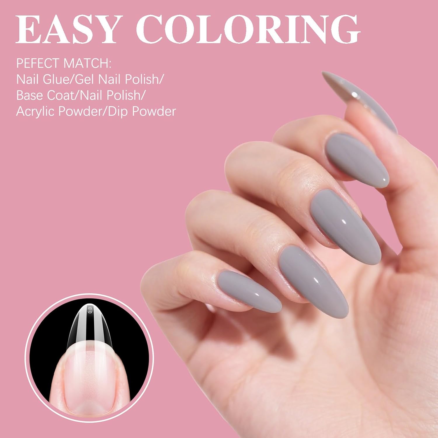 Medium Almond Nail Tips, SSWSBYKE 300pcs Soft Gel Nail Tips for Full Cover Pre-Shaped Acrylic Fake Nails Tips 15 Sizes Half Matte Press On Nails for Extension Home DIY Salon-Velvo Beauty
