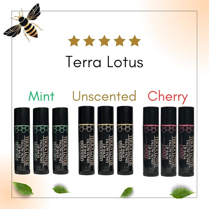 Tallow Lip Balm (3 Pack) - Hydrating With Organic Italian Olive Oil, Pure Grass Fed Tallow, and Beeswax - Long Lasting Lip Therapy (Mint)-Velvo Beauty