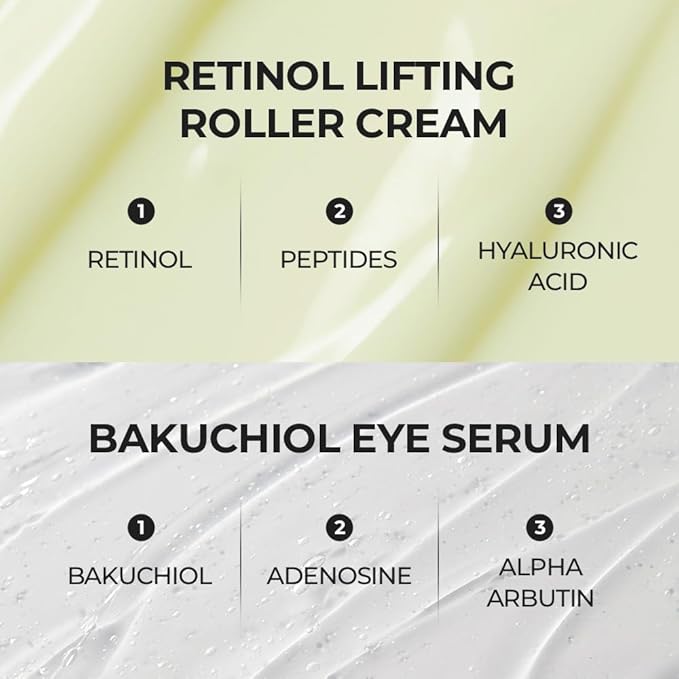 [SKIN&LAB] Anti-aging Rollers Duo Set, includes Bakuchiol Eye and Retinol Lifting Roller, Korean Vegan Skincare Gift Set, Gift for women, Christmas skincare gift set-Velvo Beauty