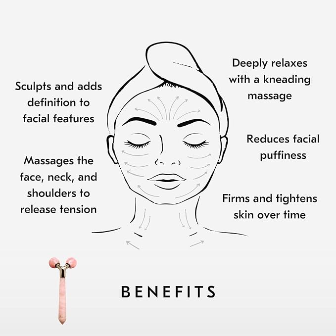 Mount Lai Rose Quartz Tension Melting Facial Massager for Face & Neck – Face Roller to Relieve Tension, Soothe Stress, Improve Circulation & Enhance Skin Radiance-Velvo Beauty
