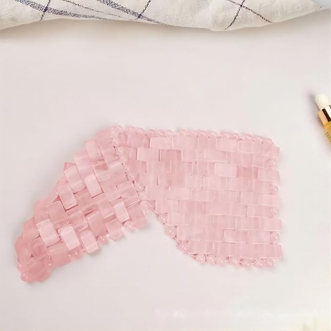 Rose Quartz Eye Mask, Jade Eye Mask 100% Natural Crystal Eye Mask, Reusable Gemstone Eye Mask Eliminate Wrinkles Puffiness Headache and Migraine Relief Hot or Cold Using-Velvo Beauty